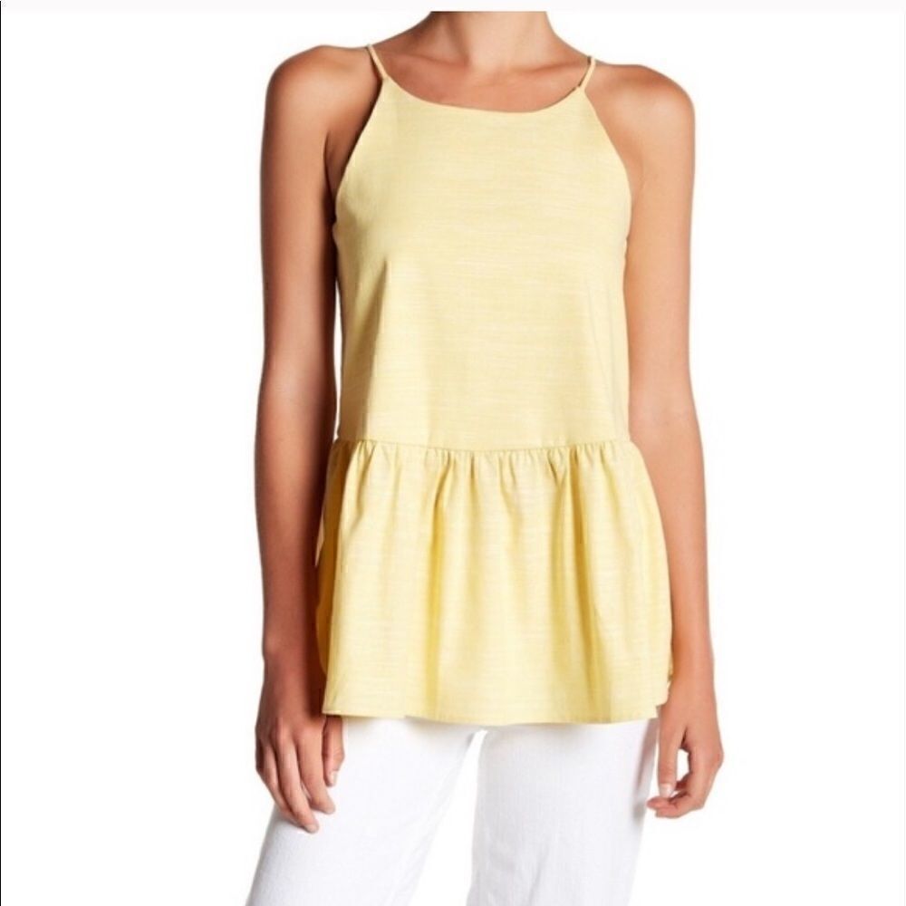 Harlowe & Graham Yellow Cotton Skirted Strappy Top